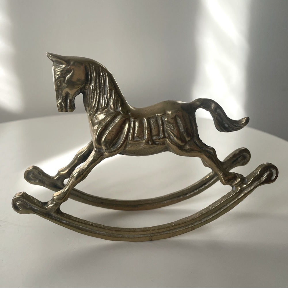 Vintage brass rocking horse